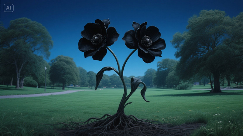 jimeng-2025-06-08-779-给我画两朵黑色的双生花，背景是公园.jpg